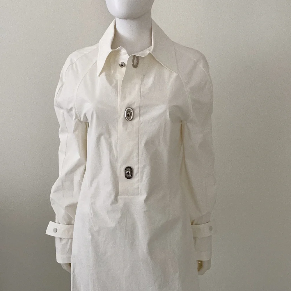 BOTTEGA VENETA MIDI SHIRT WOMEN'S LONG SLEEVE DRESS WHITE NEW - Picture 8 of 15